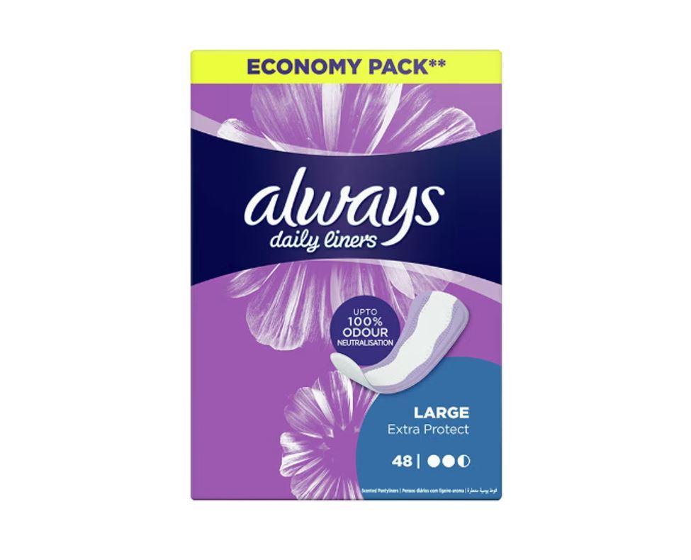 Always Daily Liners Extra Protect Pantyliners, Large, 48 Count