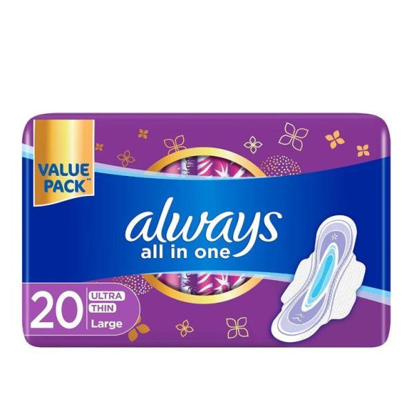 Always Pads Ultra Thin All In One Large With Wings 20 Sanitary Pads