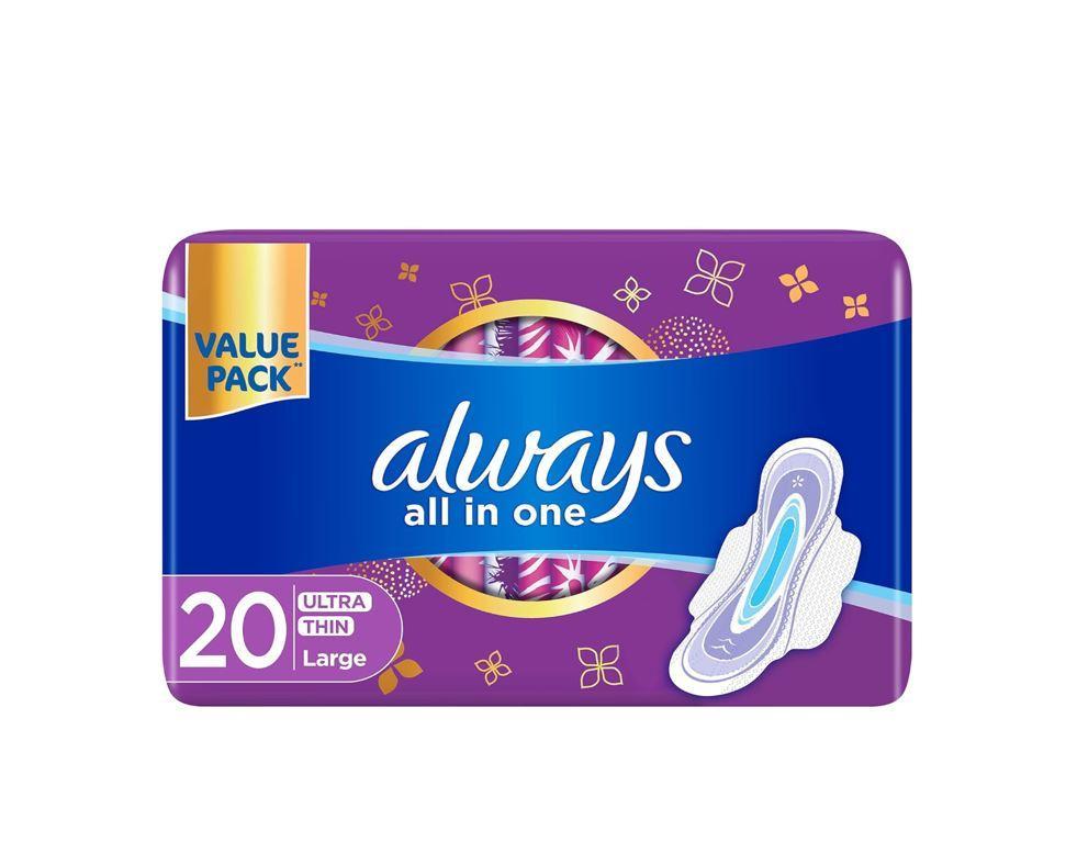 Always Pads Ultra Thin All In One Large With Wings 20 Sanitary Pads