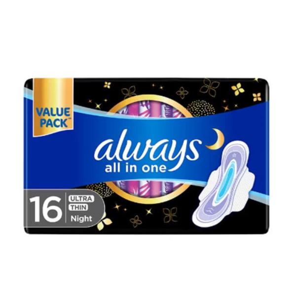 Always Pads Ultra Thin All In One Night With Wings 16 Sanitary Pads