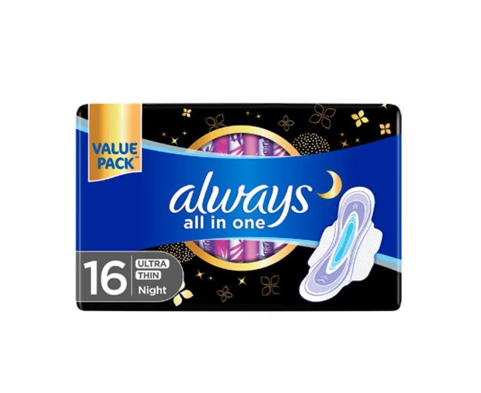 Always Pads Ultra Thin All In One Night With Wings 16 Sanitary Pads