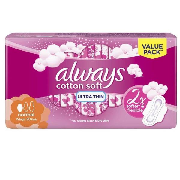 Always Pads Ultra Thin Cottony Soft Normal With Wings 20 Sanitary Pads