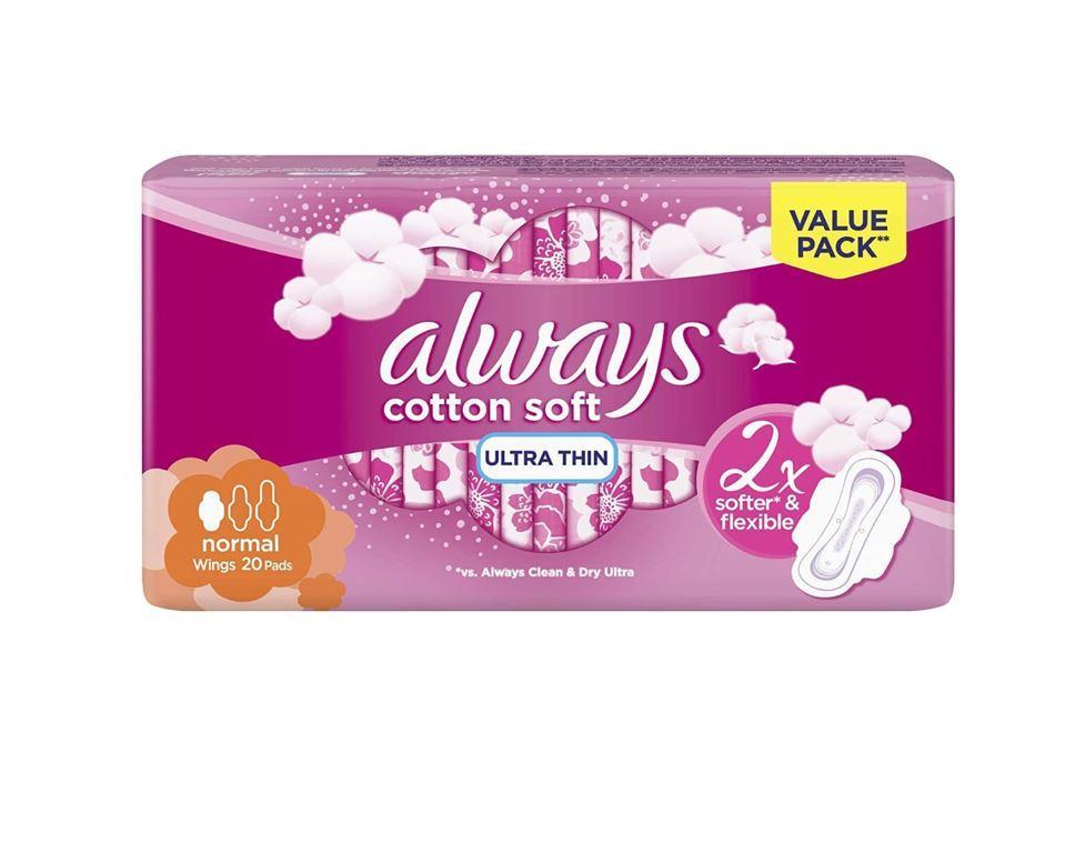 Always Pads Ultra Thin Cottony Soft Normal With Wings 20 Sanitary Pads