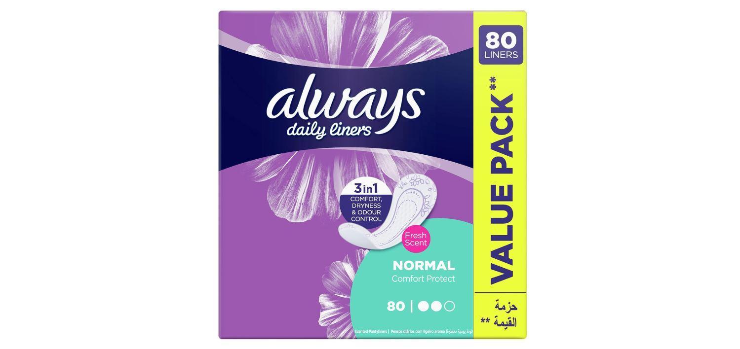 Always Panty Liners Comfort Protect Fresh Scent Normal 80 Daily Liners