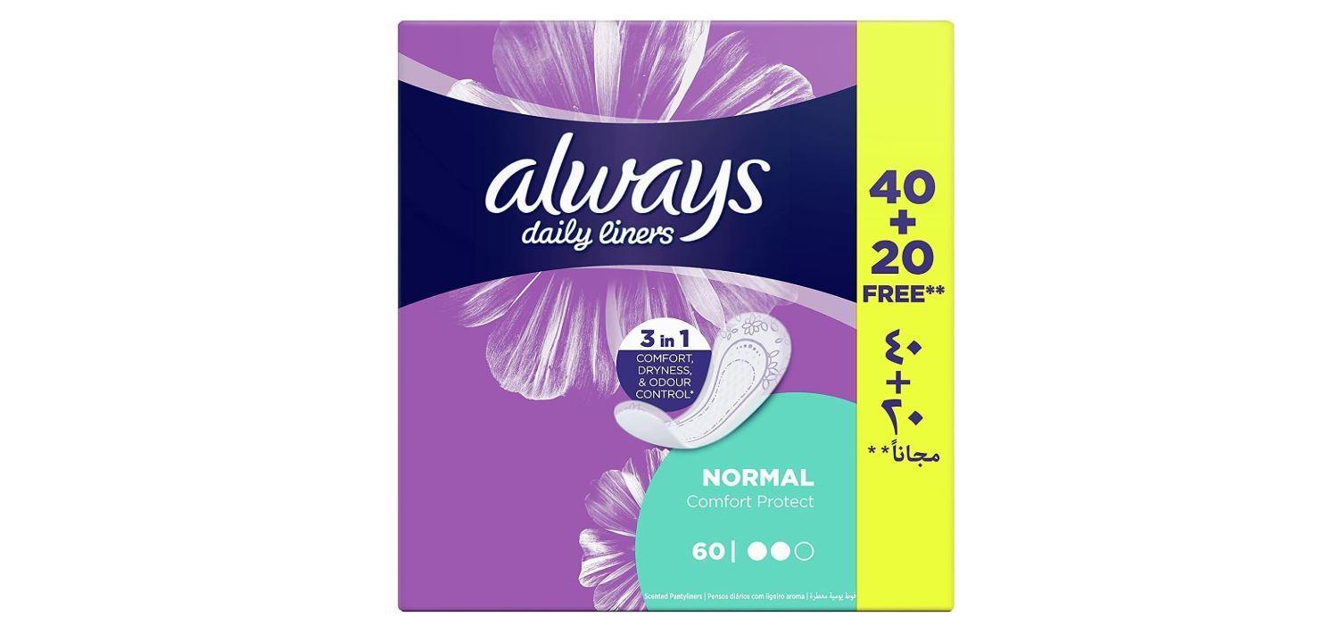 Always Panty Liners Comfort Protect Unscented Normal 60 Daily Liners