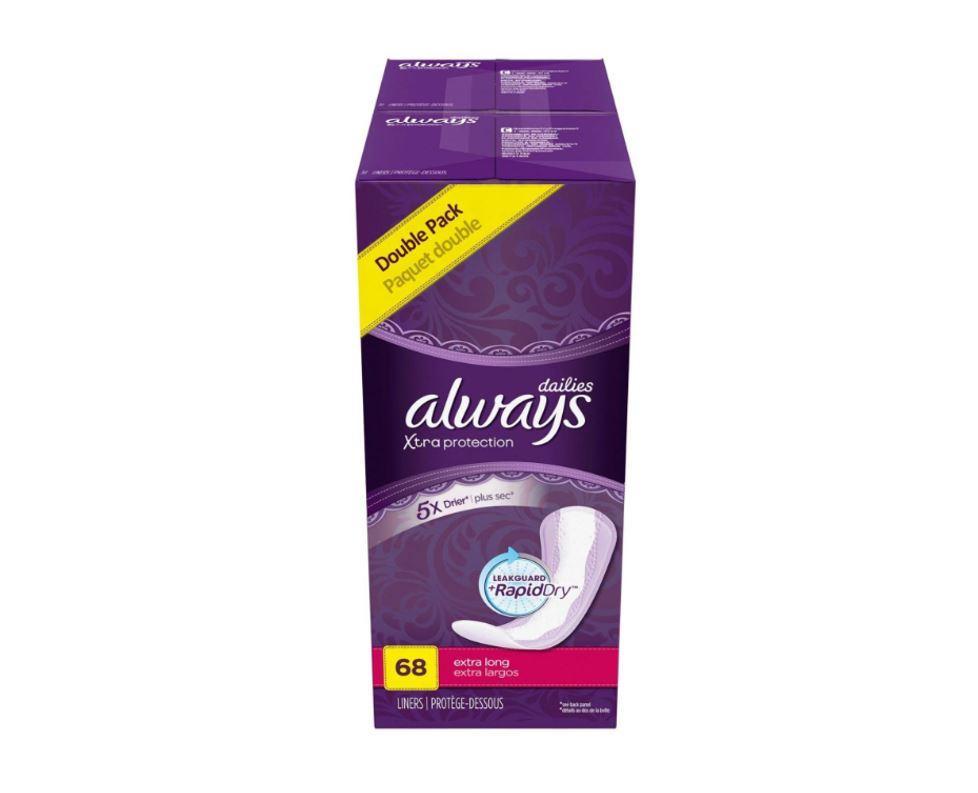 Always Panty Liners Extra Protect Unscented Large 68 Daily Liners