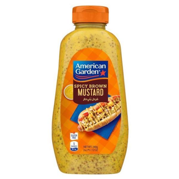 American Garden Squeeze Clear Mustard, Spicy Brown - 12 oz