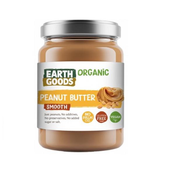 Earth Goods Organic Smooth Peanut Butter, Gluten-Free - 400g