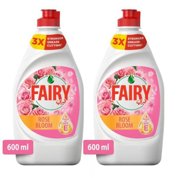 Fairy Rose Bloom, Dish Washing Liquid Soap - 600 ml (Dual Pack)