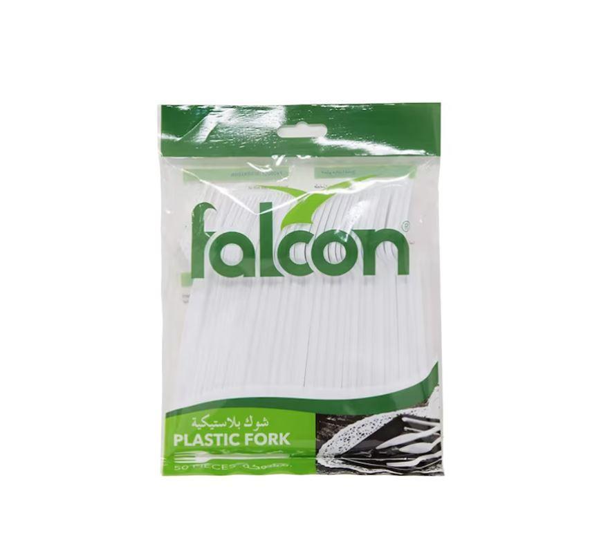 Falcon Plastic Fork, White - 50 pcs