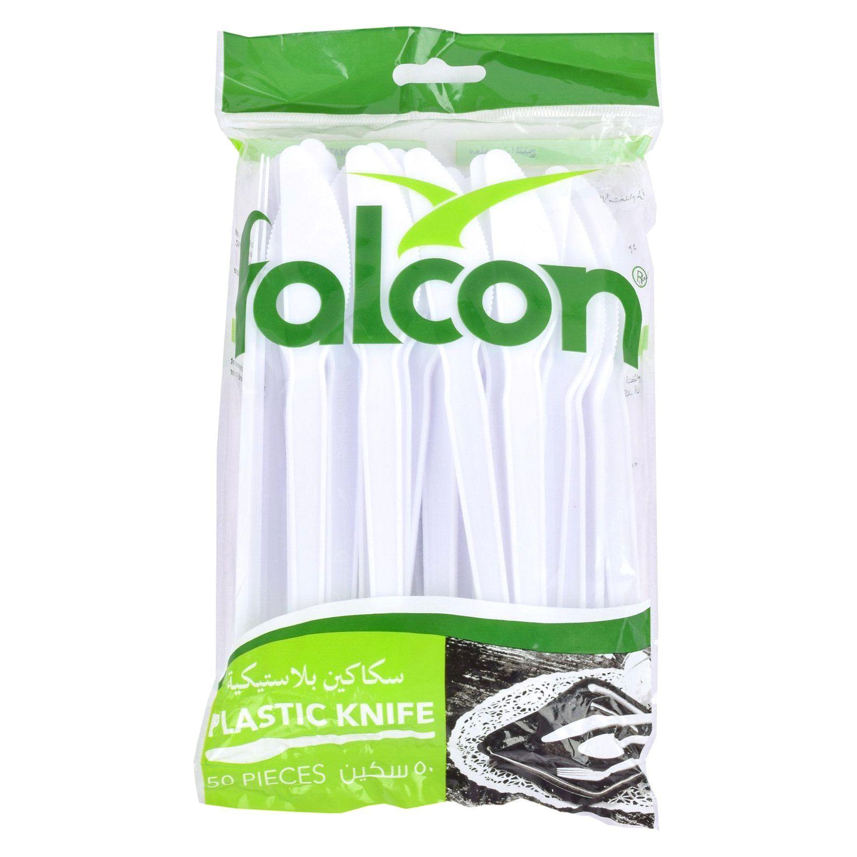 Falcon Plastic Knife, White - 50 pcs