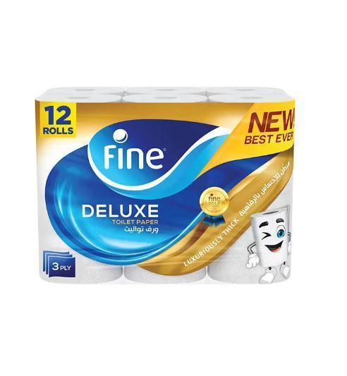 Fine Deluxe Toilet Paper - 3 Ply - 140 Sheets - 12 Rolls