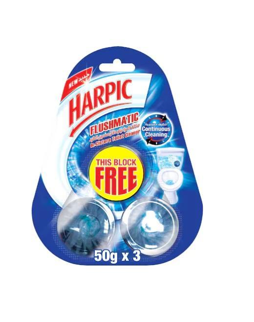 Harpic Flushmatic Toilet Rim Block Blue - 50g (Pack of 3)