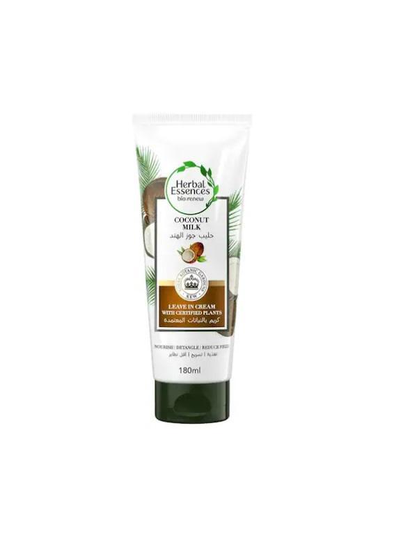 Herbal Essences Bio Renew Coconut Milk Leave-In Conditioner with Certified Plants to Reduce Frizz, Nourish and Detangle Hair, Sulfate Free - 180 ml