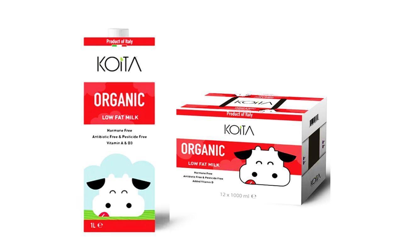 Koita Organic Milk, Low Fat - 1 Liter