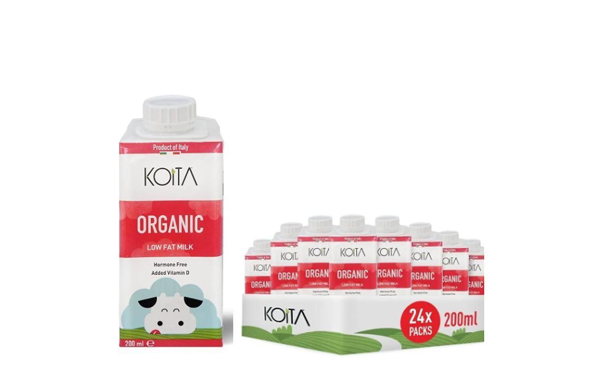 Koita Organic Milk, Low Fat - 200 ml x 24