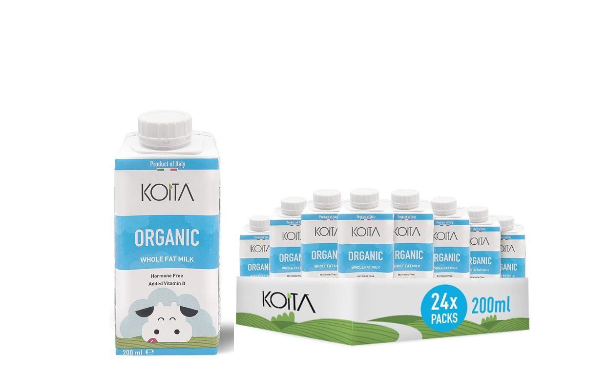 Koita Organic Milk, Whole Fat - 200 ml