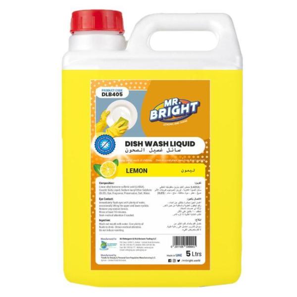 Mr Bright Dishwashing Liquid, Lemon - 5 Liter