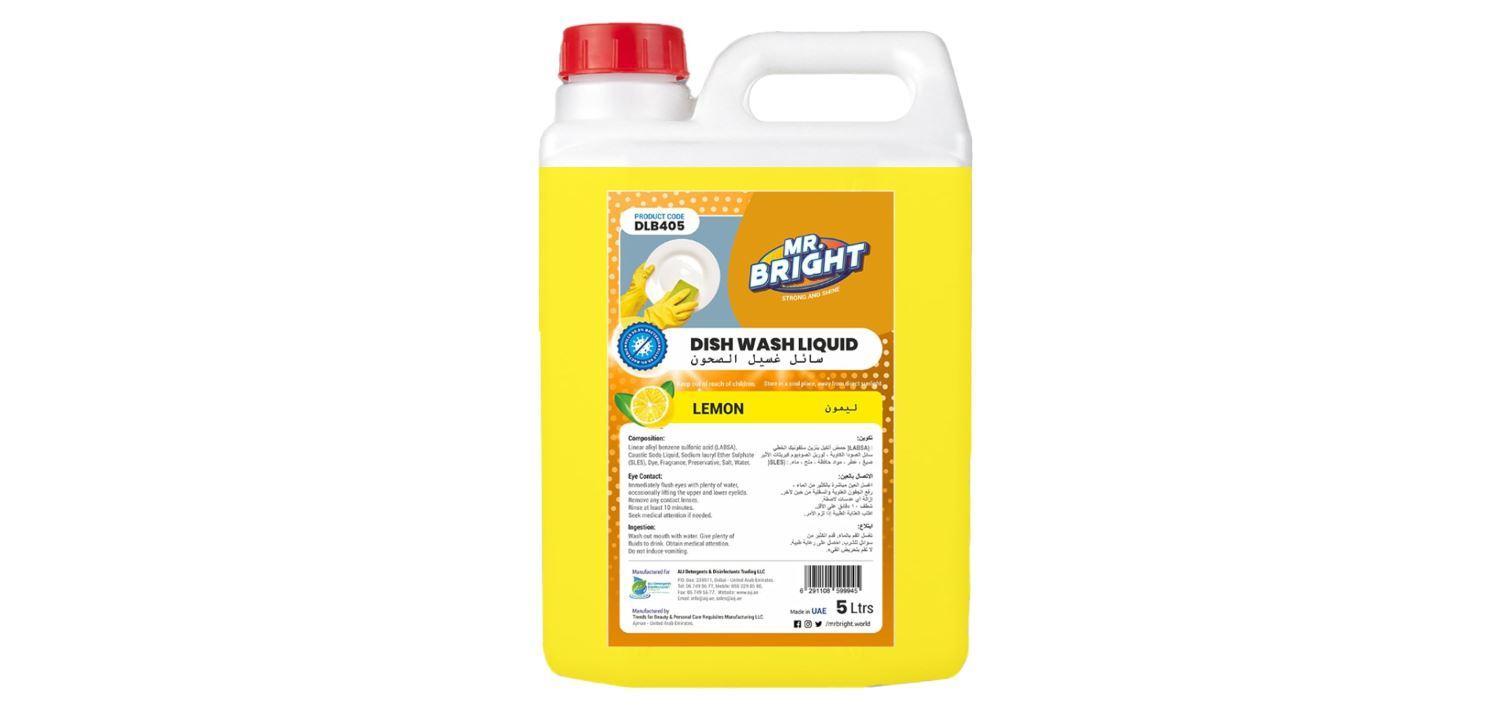 Mr Bright Dishwashing Liquid, Lemon - 5 Liter