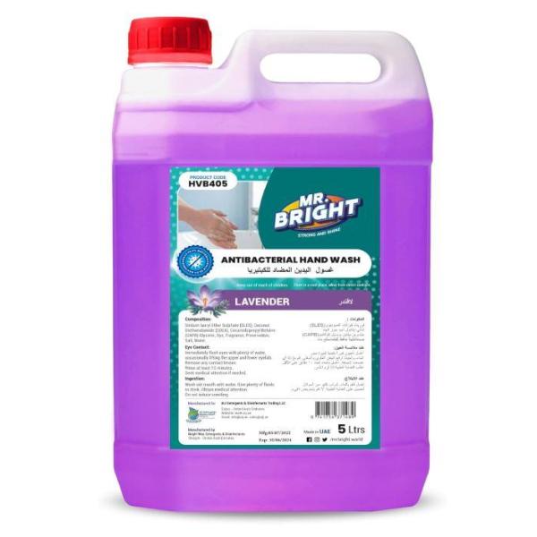 Mr Bright Hand Wash Liquid Soap, Lavender - 5 Liter