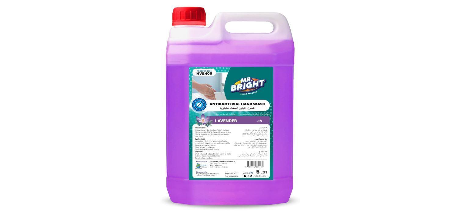 Mr Bright Hand Wash Liquid Soap, Lavender - 5 Liter