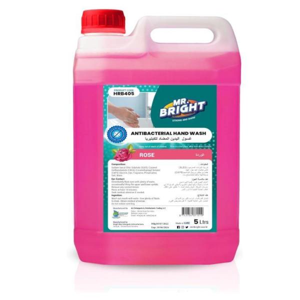 Mr Bright Hand Wash Liquid Soap, Rose - 5 Liter