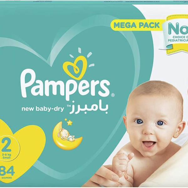 Pampers New Baby-Dry Diapers, Size 2, Small, 3-6kg, Jumbo Pack - 84 Diapers