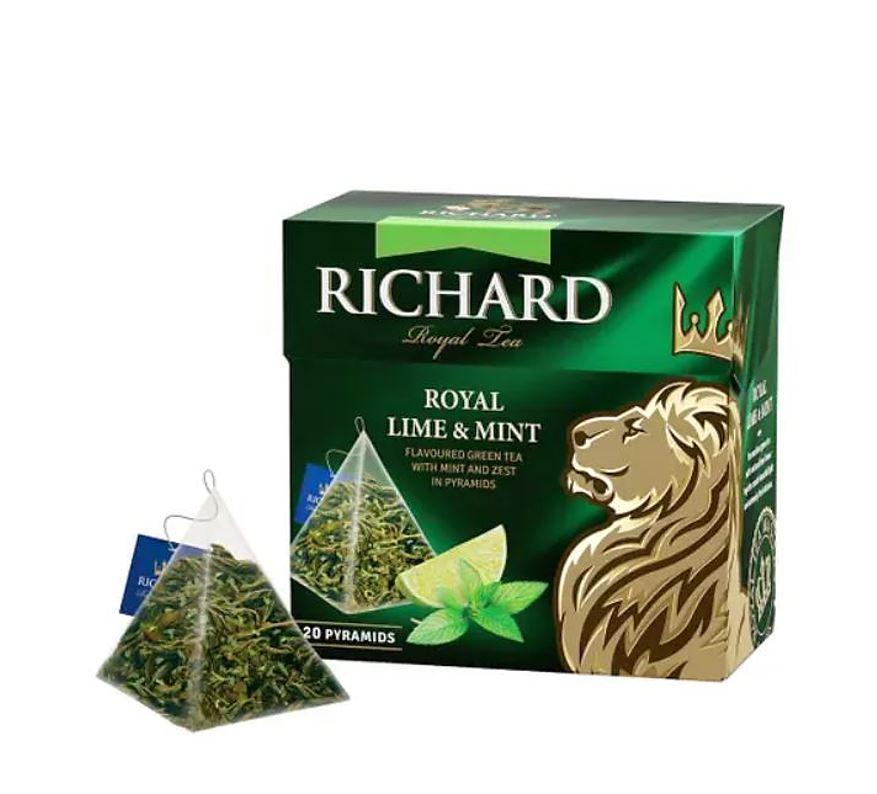 Richard Royal Lime and Mint, Green Tea - 20 Pyramid Tea Bags