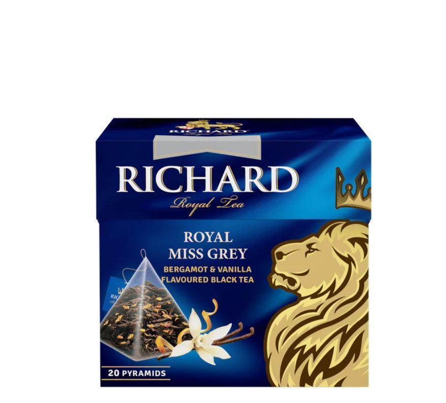 Richard Royal Miss Grey Vanilla Bergamo Ceylon Black Tea - 20 Pyramid Tea Bags