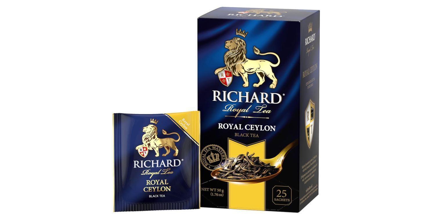 Richard Tea Royal Ceylon, Black Tea in Sachets - 25 Tea Bags