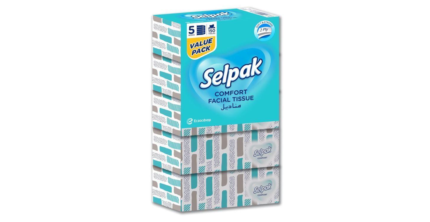 Selpak Comfort Boxed Facial Tissue, 2 Ply - 150 Sheets