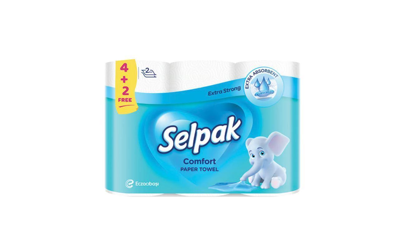 Selpak Comfort Kitchen Towel, 2 Ply - 4 Rolls + 2 free