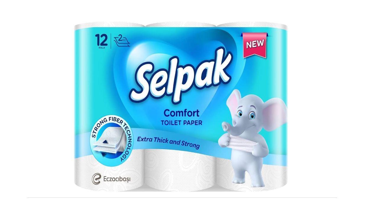 Selpak Comfort Toilet Paper, 2 Ply - 12 Rolls