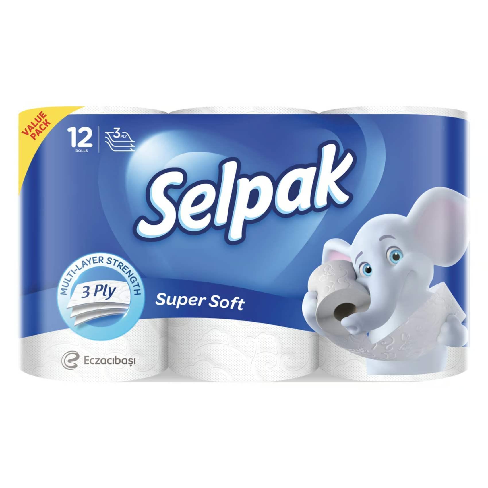 Selpak Regular Toilet Paper, 3 Ply - 12 Rolls