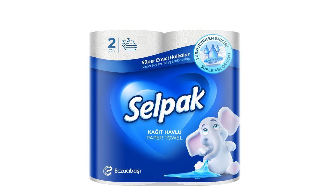 Selpak Super Absorbent Kitchen Paper Towel, 3 Ply - 2 Rolls