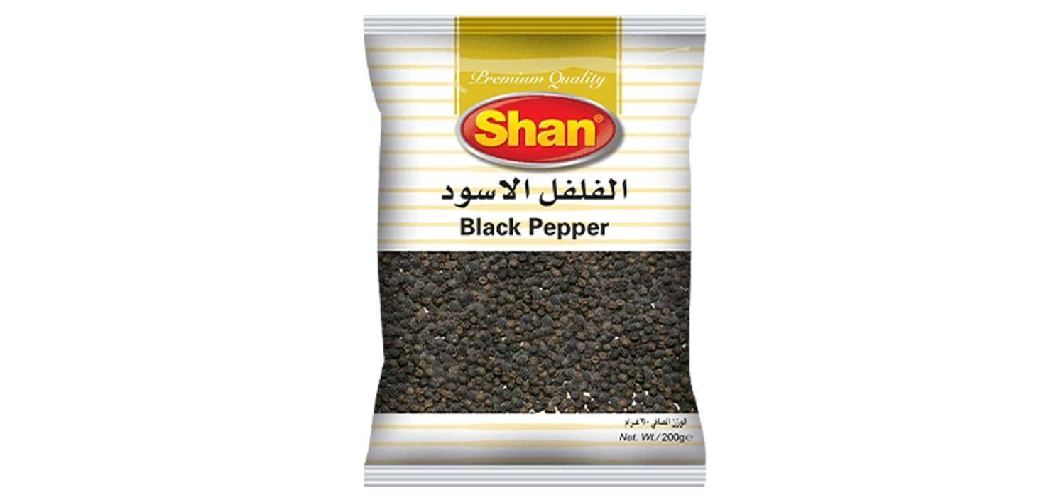 Shan Black Pepper Whole, Poly Bag - 200g