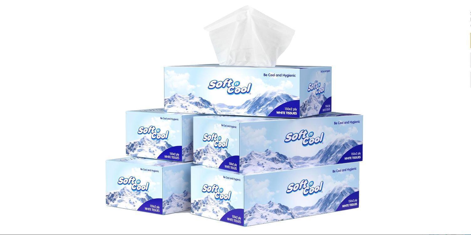 Soft N Cool Facial Tissue, 2 Ply - 150 Sheets