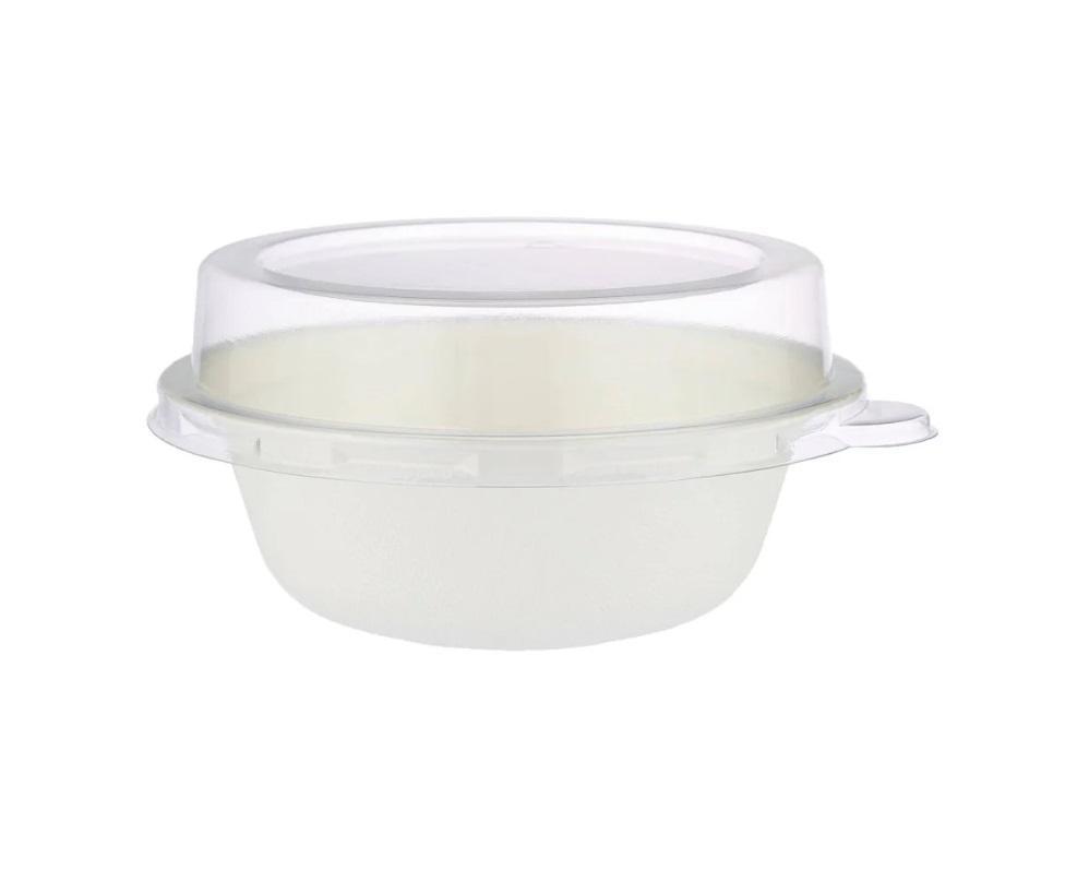 Sugarcane Bagasse Bowl White with PET lid - 32 oz