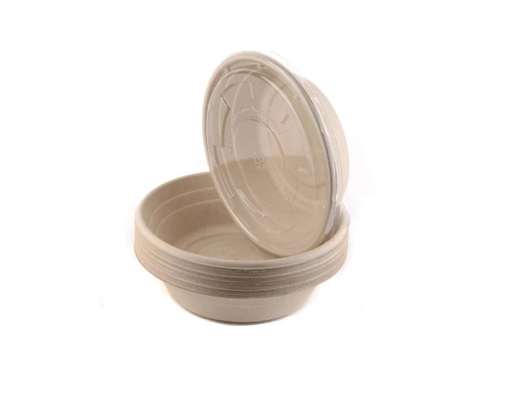 Sugarcane Bagasse Bowl with PET Lid - 12 oz