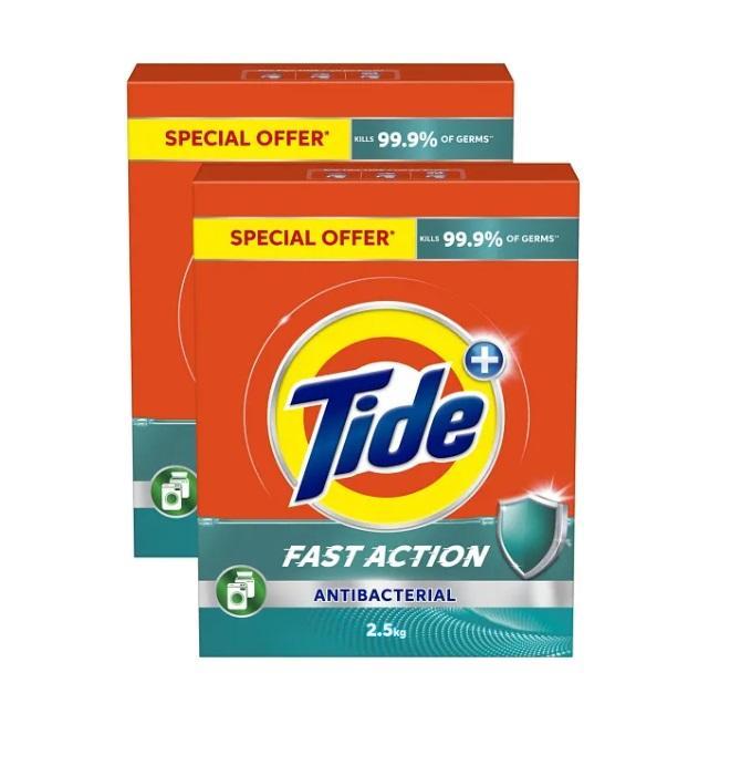 Tide Anti-bacterial Fast action Laundry Detergent Powder - 2.25 kg (Dual Pack)