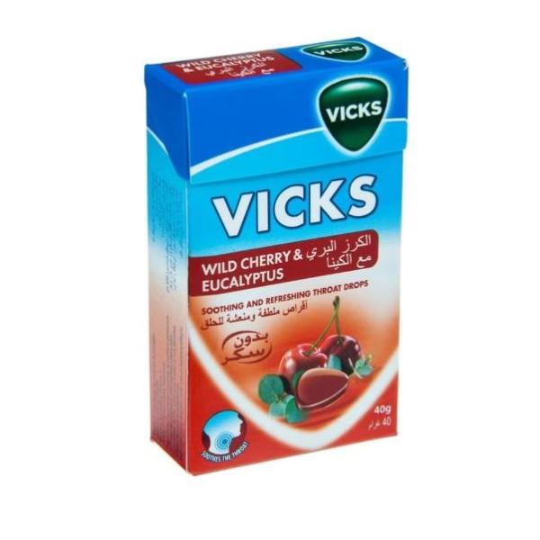 Vicks Wild Cherry and Eucalyptus Refreshing Throat Drops - 20 Drops