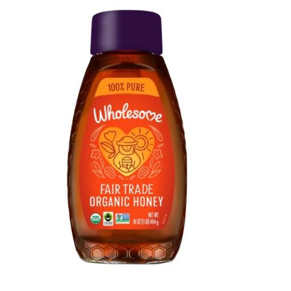 Wholesome Organic Fair Trade 100% Pure Honey, NON GMO, Gluten Free - 454g